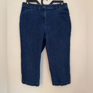 L.L. Bean Classic Fit Straight Leg Cropped Jeans Size 14 Reg Stretch Denim Capri